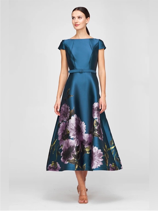 Kay Unger Dresses & Skirts - New Kay Unger Ina Belted Cocktail Dress Teal blue color